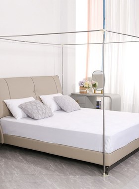 新款家用卧室1.5m双人床简易老式出租屋1.8米三开门X白色落地蚊帐