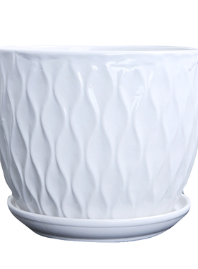 花盆陶瓷清仓特大大号带托盘简约个性家用绿萝吊兰多肉白色蝴蝶兰