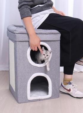 双用折叠3层猫窝结实耐用防潮多用猫窝猫爪板