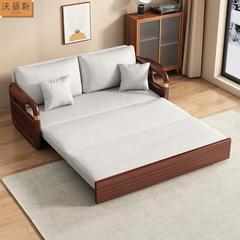 磨砂布$实木可折叠%客厅书房两用多功能小户型单人双人推拉沙发床