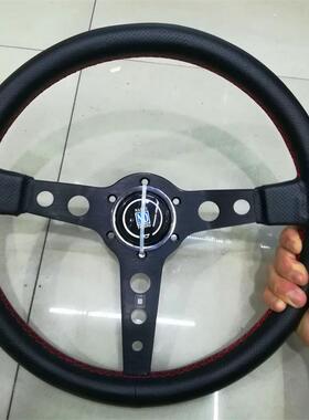 改装14寸汽车真皮纹方向盘ND正7cm细孔真皮简单通用赛车方向盘