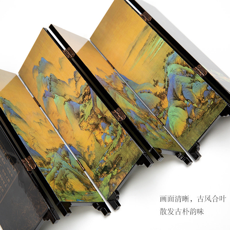中国风礼品迷你漆器小屏风客厅书房摆件新中式桌面装饰品送老外