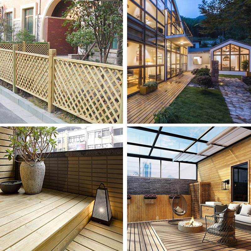 户外樟子松防腐木碳化木庭院露台地E板围栏室外花箱栅栏实木板材