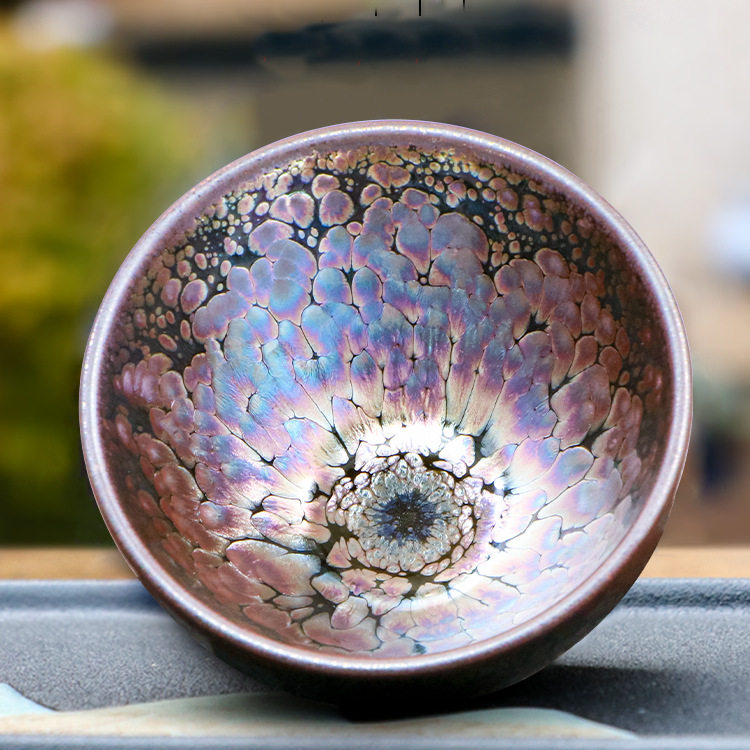 魏轩天外飞仙茶盏紫彩金茶杯手工原矿铁胎主人杯高端瓷器功夫茶具