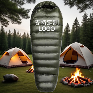 厂家 新国标90白鸭绒睡袋野外露营保暖羽绒高蓬松轻量便携
