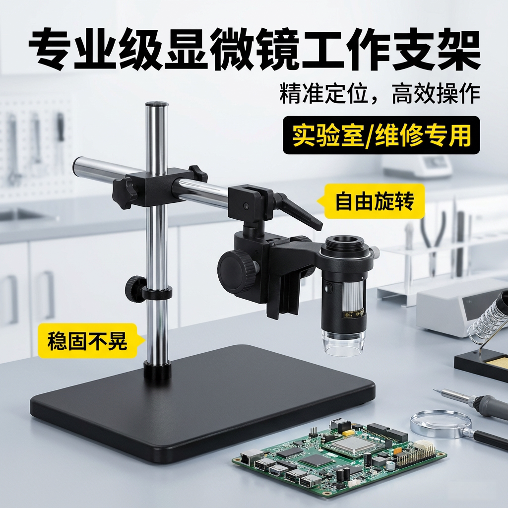 电子视频显微镜25/32MM万向支架摆臂杆升降工作台360度旋转托架子图片