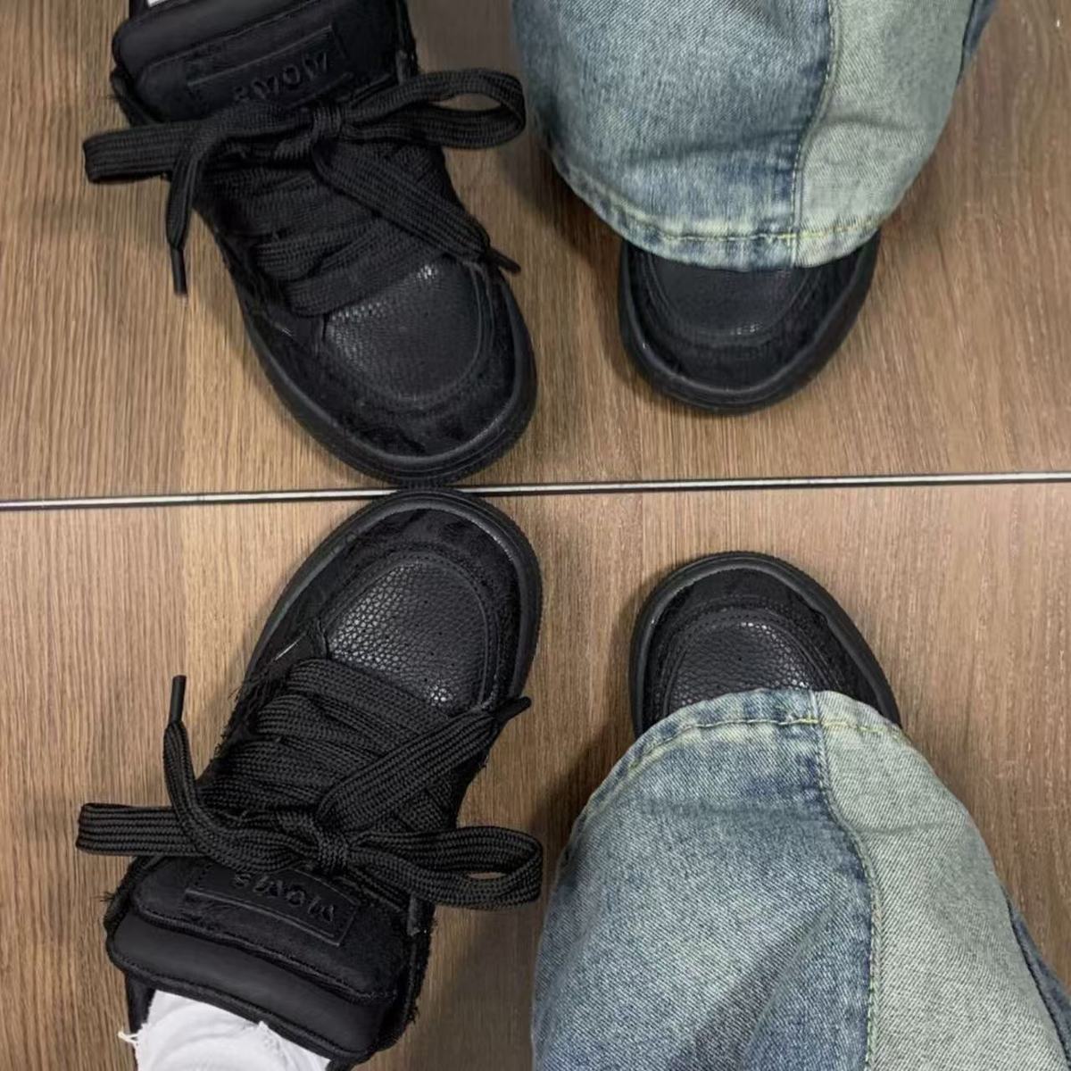校园风国潮黑武士面包板鞋男女款