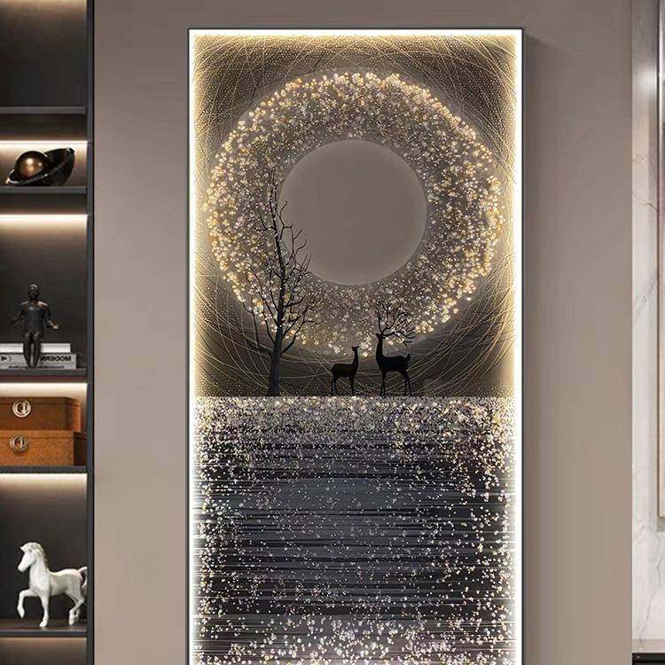 led灯北欧麋鹿轻奢玄关装饰画高档现代简约晶瓷镶钻走廊过道挂画,清洗/食品/商业设备,风口/风叶/风机配件,淘宝优惠券,粉丝福利购,淘宝优惠卷