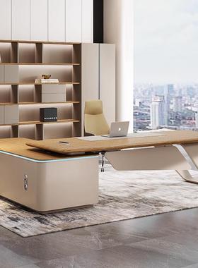 CEO总裁桌简约现代老板办公桌轻奢高级董事长大班台办公室桌椅组