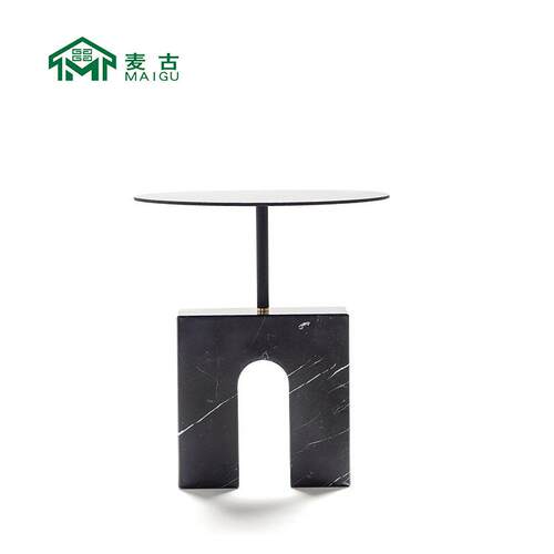 麦古北欧极简设计师拱形大理石茶几凯旋门托盘边几客厅沙发边几