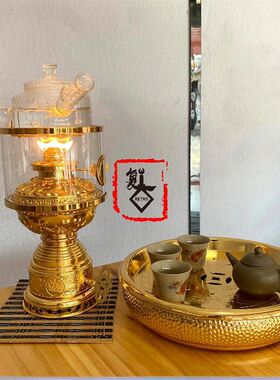精水铜铝茶盘家伙 潮汕工夫茶复古茶器 中式储池便携圆形茶品茶具