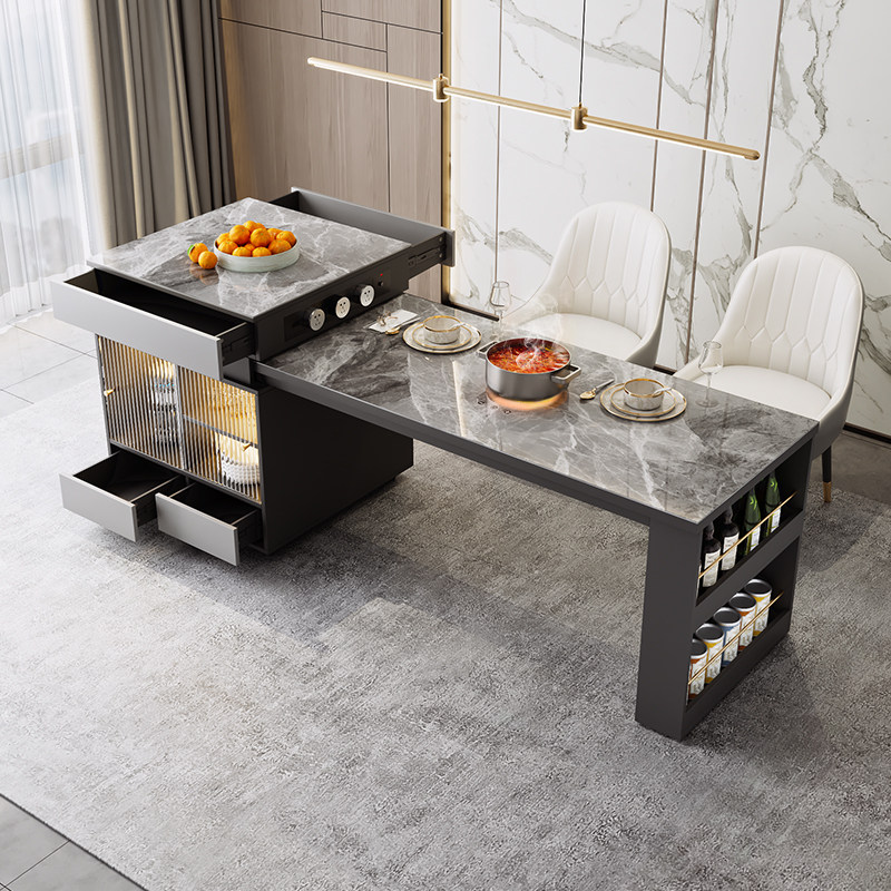 轻奢岩板岛台餐桌一体定制带电磁伸缩多功能现代小户型家用厨房炉,住宅家具,岛台餐桌,淘宝优惠券,粉丝福利购,淘宝优惠卷