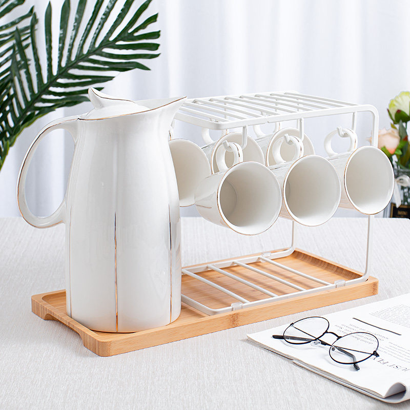 包邮欧式创意耐高温礼品家用陶瓷冷水壶杯具水杯托盘大容量套装