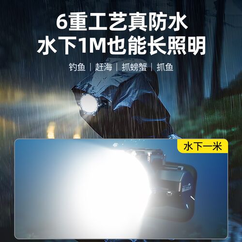 WE01头灯夜钓感应帽夹灯钓鱼专用充电强光超亮LED头戴式帽檐饵
