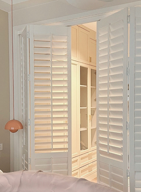 美饰家实木定制百叶窗shutter透气窗折叠推拉隐藏吊轮隔断卧室门