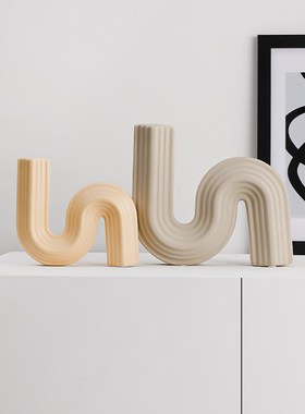 法式轻奢艺术陶瓷花瓶摆件客厅插花高档小众设计感样板间软装饰品