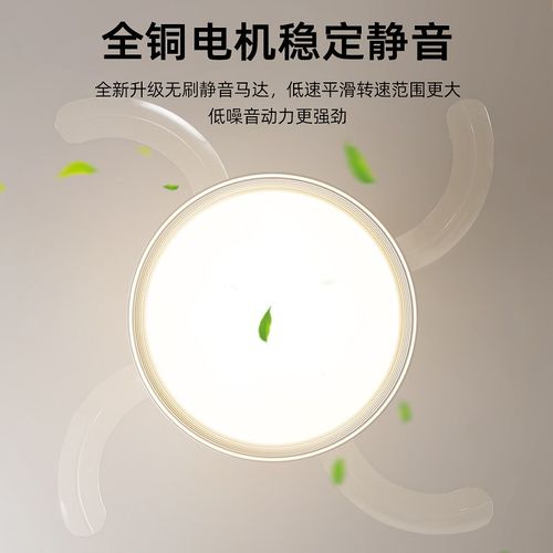 奶油风餐厅风扇灯2024新款智能吊扇灯吸顶灯家用卧室书房静音灯具