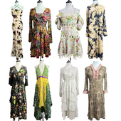 古着vintageL7复古印花古早味印花拼接蛋糕连衣裙小众千禧辣妹风