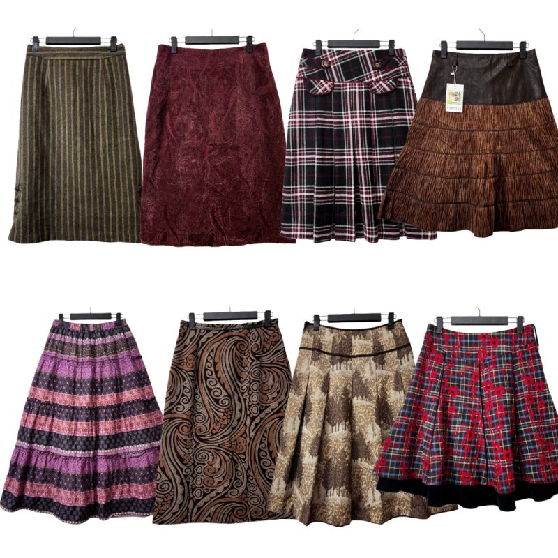 古着vintageS5复古港风印花拼接海淘半身裙女百搭A字中长款蛋糕裙