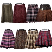 古着vintageS5复古港风印花拼接海淘半身裙女百搭A字中长款 蛋糕裙