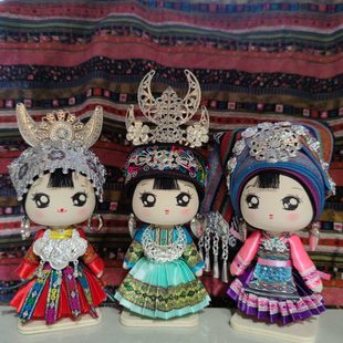 晓青工艺23cm贵州广西民族盛装 娃娃苗族娃娃贵州特色手工艺品创文