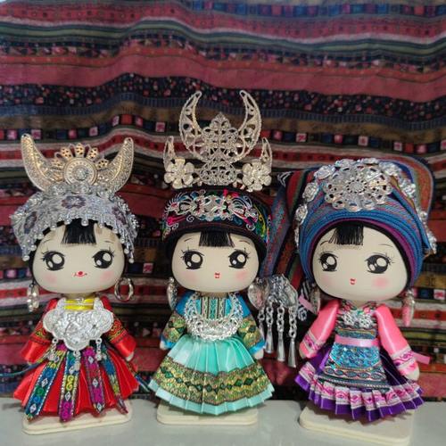 晓青工艺23cm贵州广西民族盛装娃娃苗族娃娃贵州特色手工艺品创文