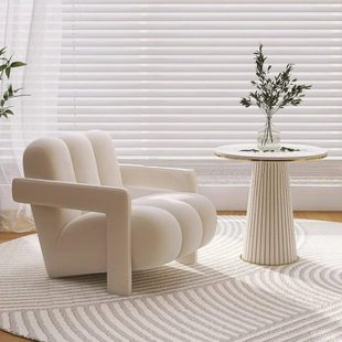 阳台洽谈桌椅轻奢白色米白色奶油风网红休息区接待洽谈桌椅组合