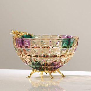 现代轻奢珐琅彩琉璃花瓶果盘摆件高档创意客厅电视柜餐桌玄关装饰