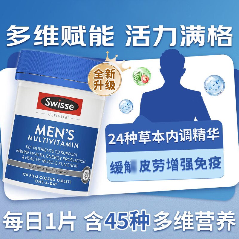 澳洲Swisse斯维诗男士复合维生素120粒男性多维片免疫抵抗力叶酸