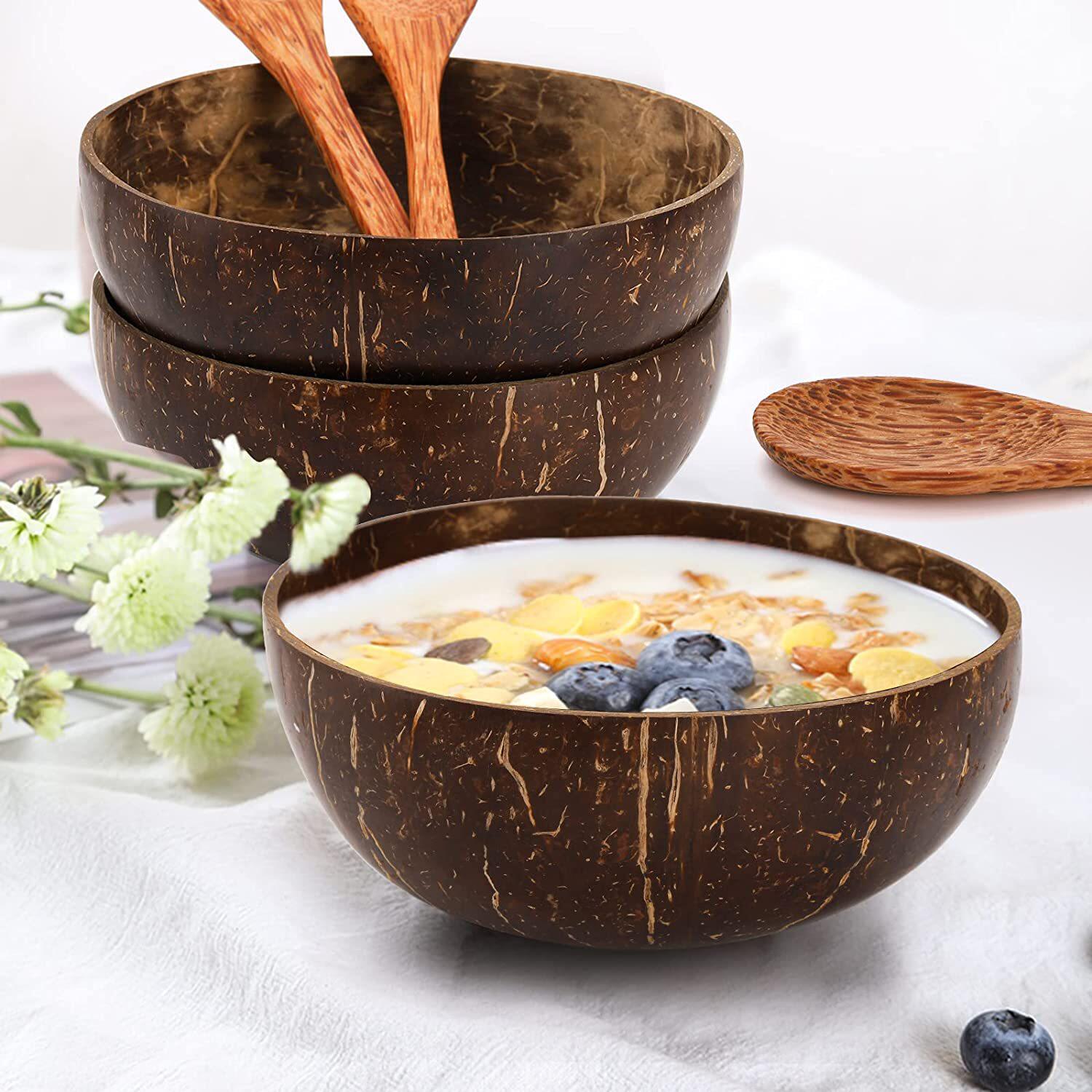 越南椰子碗东南亚风情餐具燕麦沙拉轻食碗椰木勺子叉子水果沙拉碗