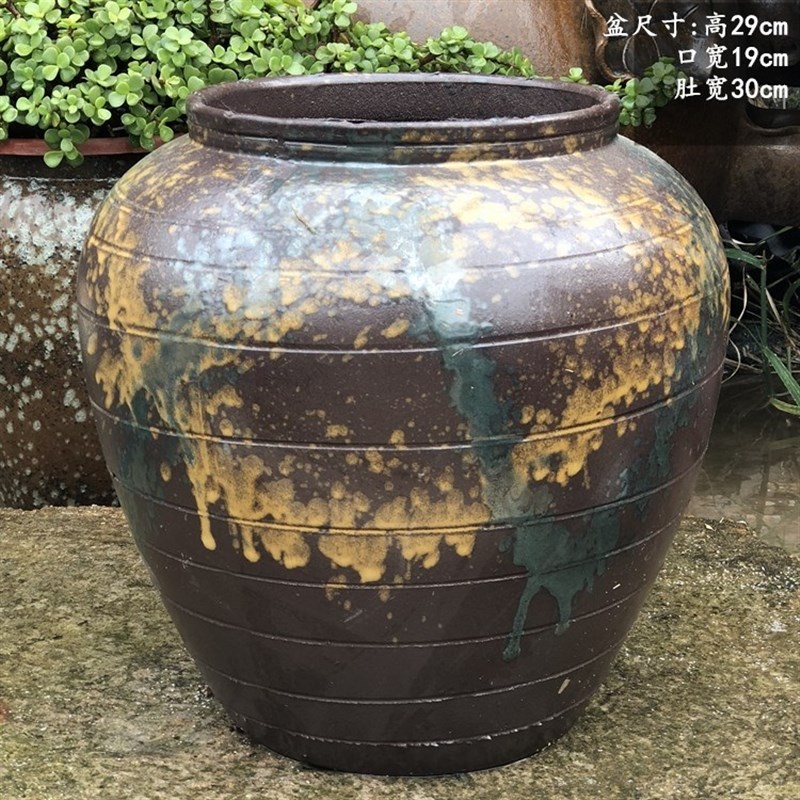 老式土陶盆老旧陶罐土陶鱼缸红土陶花盆瓦盆老式R泥瓦花盆泥盆创