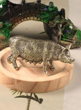 仿古玩做旧多子多福大母猪黄铜大摆件茶宠车宠装饰工艺品地摊货源