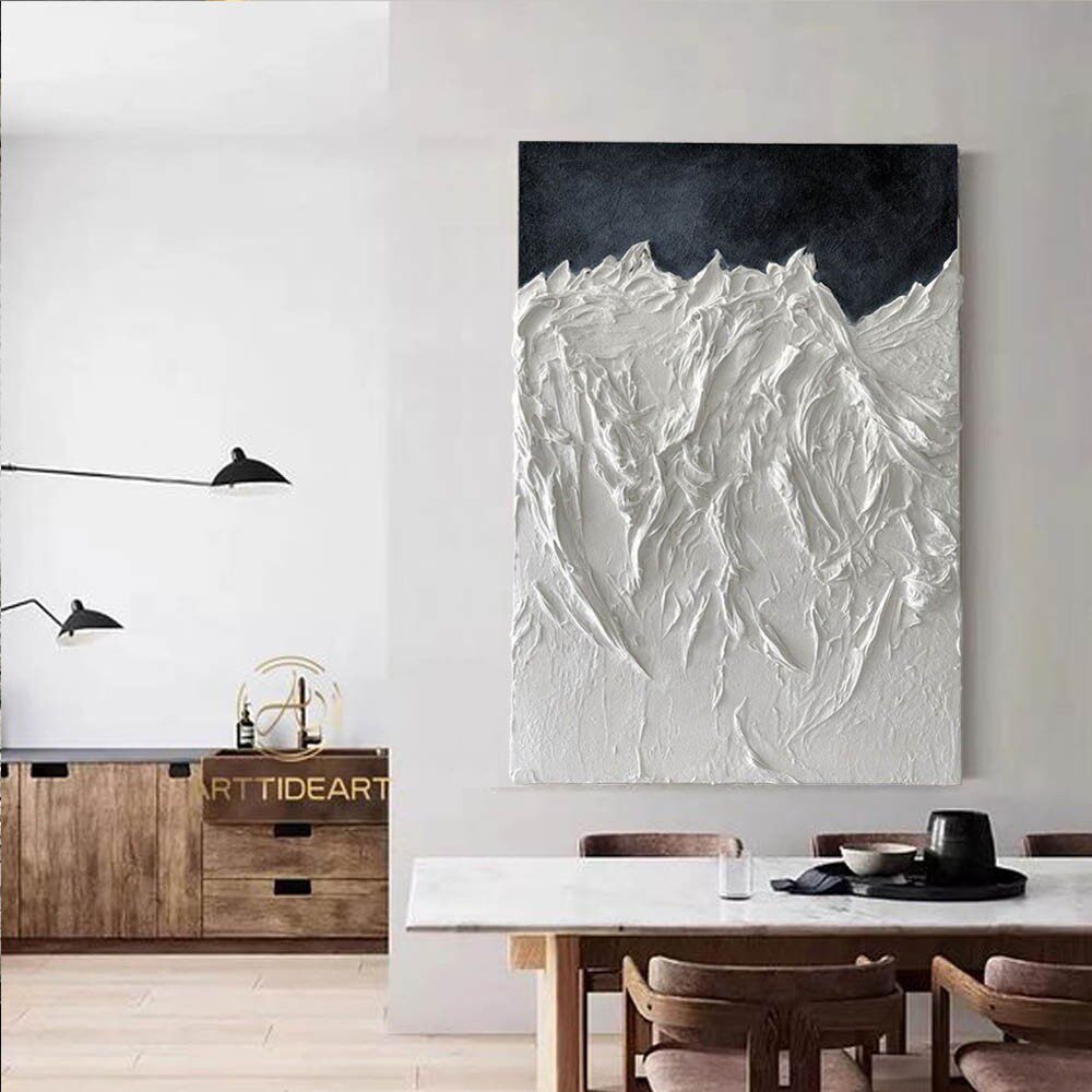 大芬村雪山油画立体油画抽象客厅玄关装饰画壁画装饰画高级感挂画
