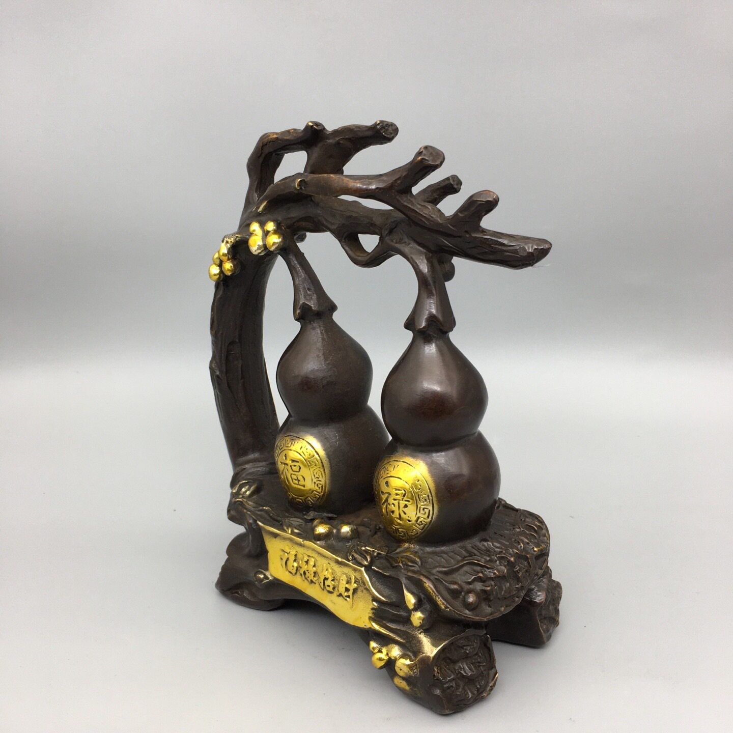 仿古做旧黄铜福禄家居客厅摆件古玩铜器黄铜葫芦摆设
