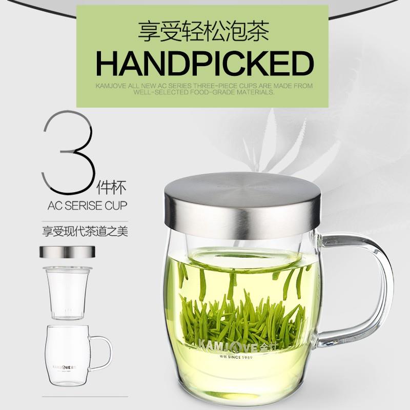 S水01杯B玻璃水杯带把手有盖泡茶杯过滤茶水分离办公室茶0杯图片