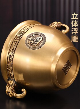聚宝铜盆西北缺角乾位金属缸纯补质铜制招财象鼻缸黄铜补角摆件