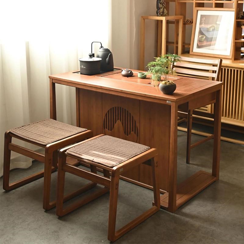 新中式泡茶桌禅意实木小u型家用办公室功夫茶台茶室茶桌椅组合