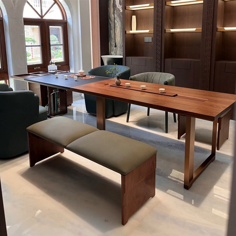 北美黑胡桃c木式茶桌椅组合禅意功夫茶台茶室办公室实木泡茶喝茶