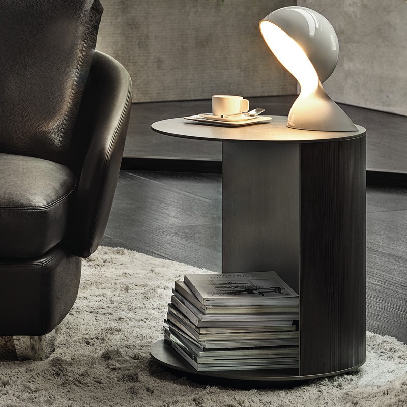 意式极简小茶几小户型客厅沙发边几金属做旧角Q几轻奢卧室双层圆