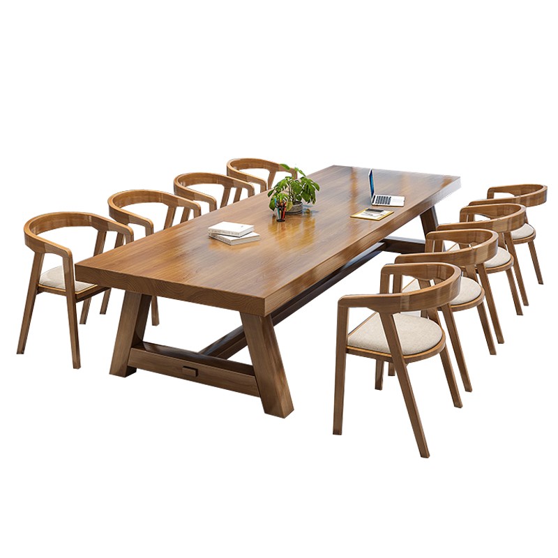 工业风原木风餐桌长方形电脑桌简易款办公桌实木长条桌会议室桌椅