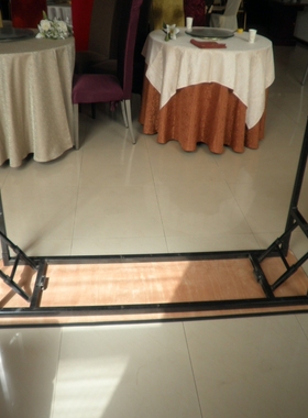 白色钢木条形会议长条桌子简易折叠长方形酒店IBM桌培训自助餐台