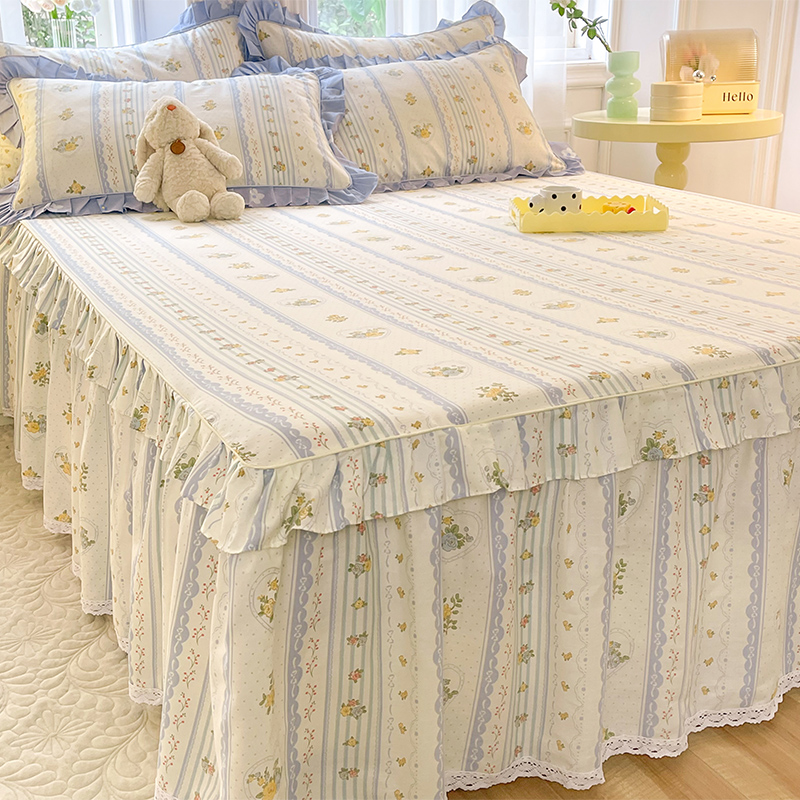 床裙式床罩三件套公主风全棉床笠单件防滑床单套带裙边防尘罩