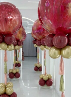 教师节粉绿色晕染波波球大气球立柱伸缩杆迎宾路引妈X妈过生日布