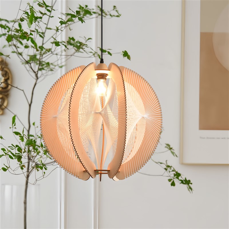 原木风餐厅吊灯侘寂风日式麻绳棉线灯具复L古木艺咖啡厅民宿卧室