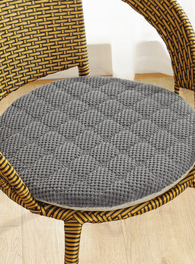 纯色圆形四季通用椅子垫加厚灯芯绒灰色客厅座垫坐垫办公室学生垫