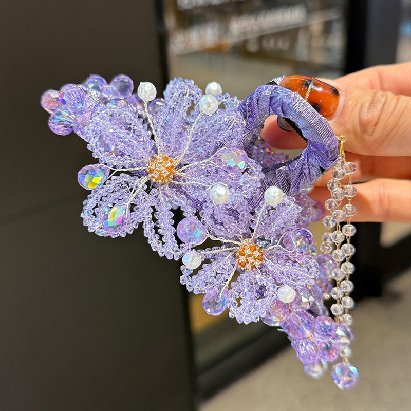 梦幻紫色高定款水晶花朵抓夹大号手工晶石鲨鱼夹发卡后脑勺头饰,饰品/流行首饰/时尚饰品新,民族风发饰,淘宝优惠券,粉丝福利购,淘宝优惠卷