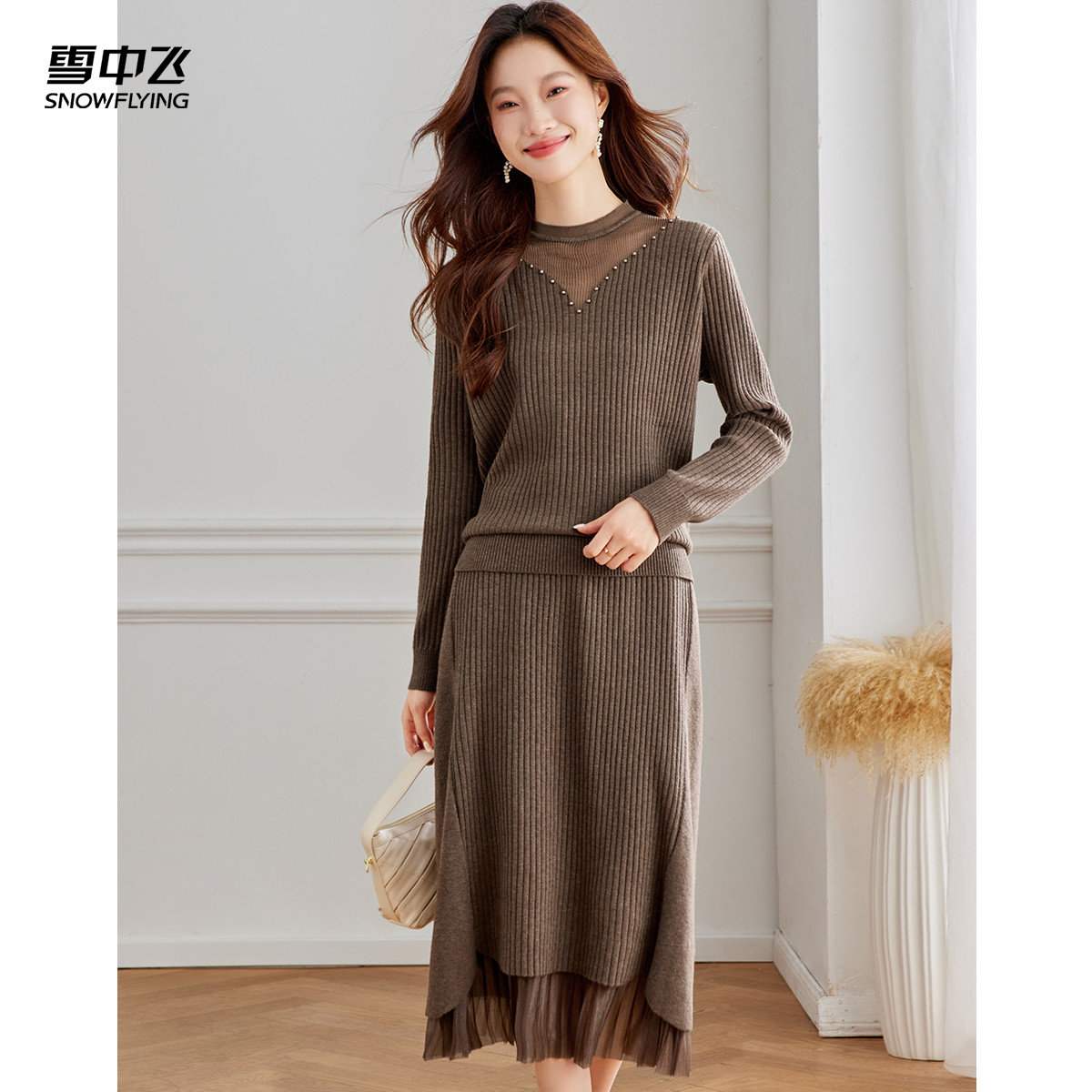 【两件套衣裙套装】2026春季新品时尚针织裙宽松显瘦两件套女