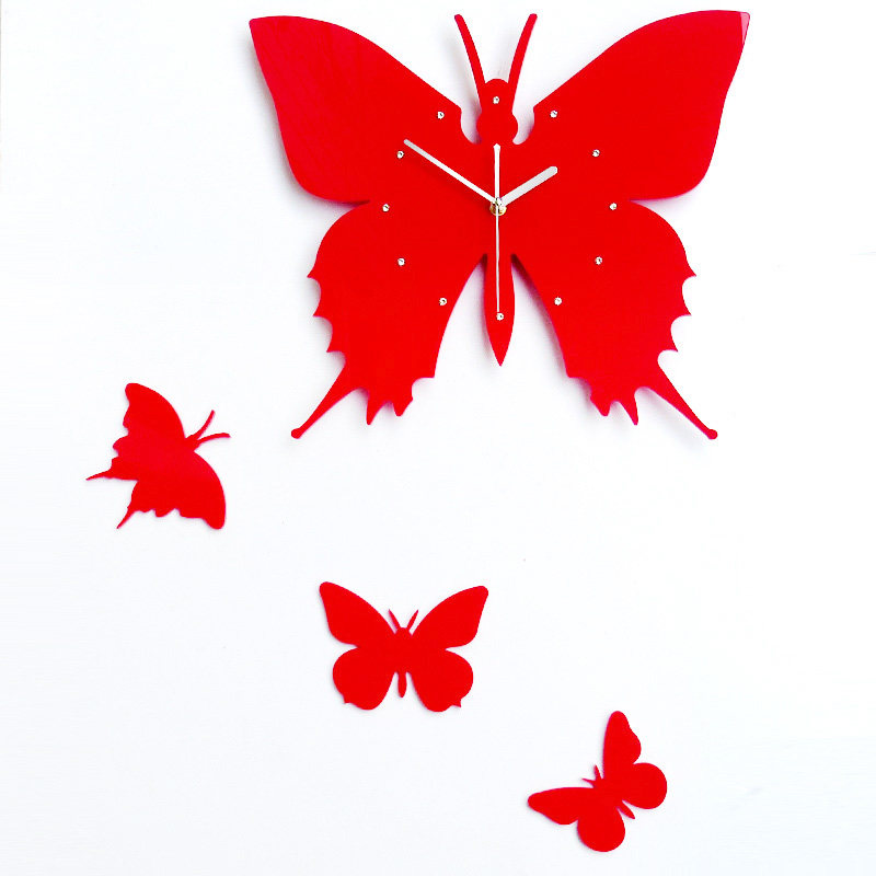 雅刻丽创意钟表挂钟客厅静音田园艺术现代简约时钟潮流蝴蝶石英钟