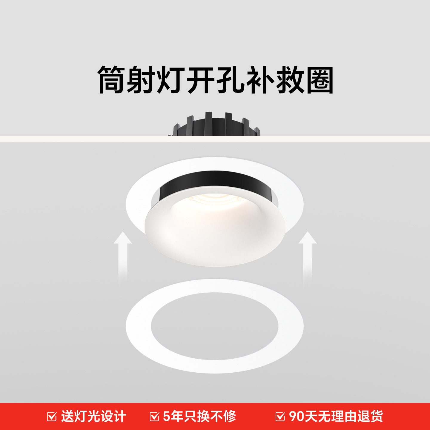 眼卫士中科稀土控轴筒射灯补救圈开错孔专用加大外框支架灯罩灯具