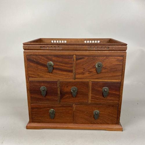 花梨木七抽文盘盒摆设盒中式明清古典